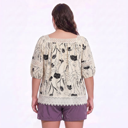 Vintage Floral Lace Square Neck Blouse - image 5