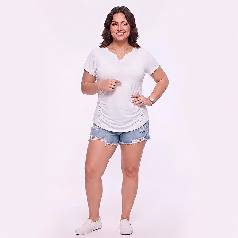 Plus Size Ruched V Neck Sports Shirt - image 10