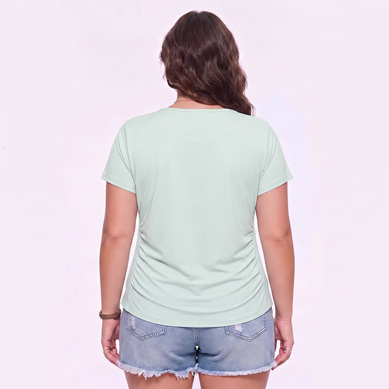 Plus Size Ruched V Neck Sports Shirt - image 5