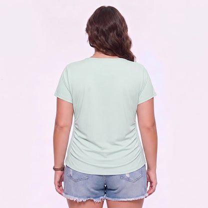 Plus Size Ruched V Neck Sports Shirt - image 5