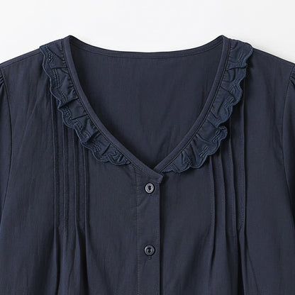 Ruffled V Neck Button Front Everyday Blouse - image 9