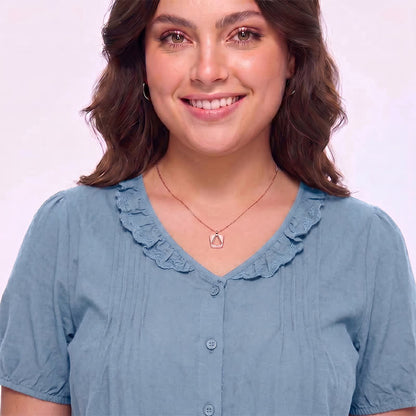 Ruffled V Neck Button Front Everyday Blouse - image 2