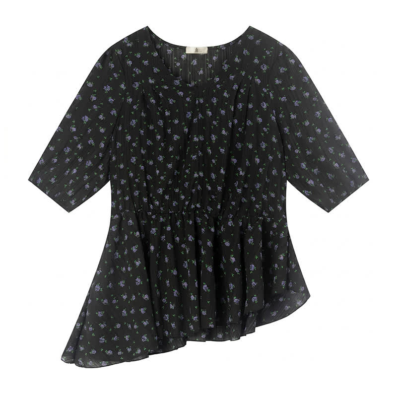 Plus Size Floral Chiffon Peplum Blouse - image 5