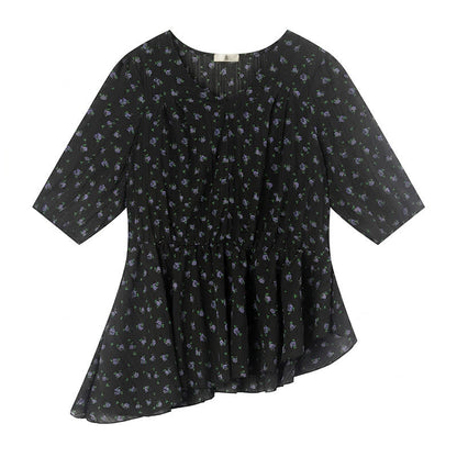 Plus Size Floral Chiffon Peplum Blouse - image 5