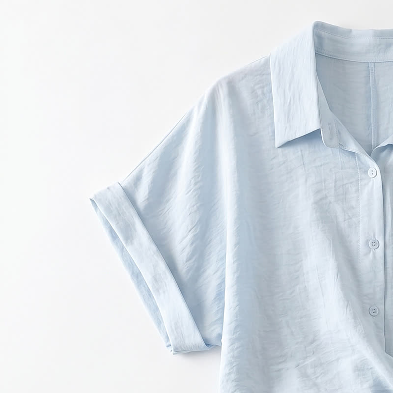 Breezy Tie Waist Collared Button Up Summer Blouse - image 15