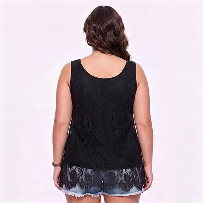 Plus Size Lace Mesh Blouse - image 1