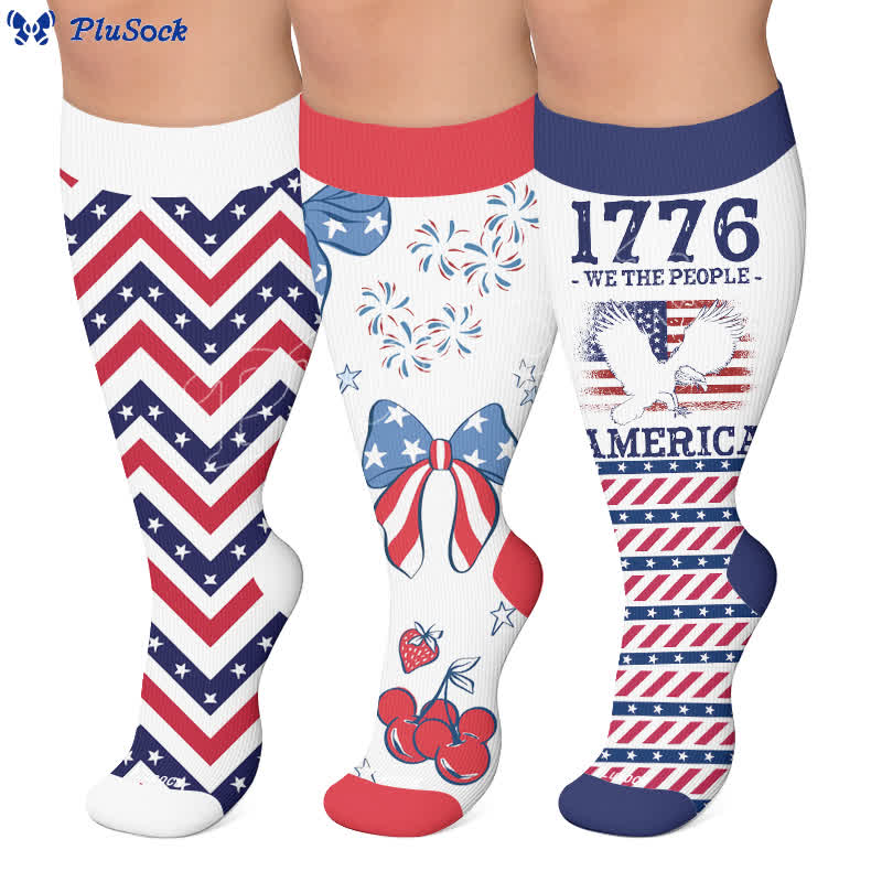 Plus Size Americana Star Stripe Compression Socks - image 0