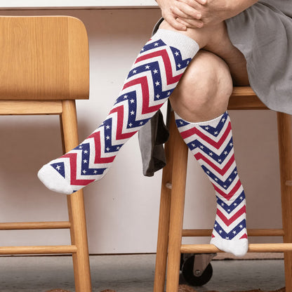 Plus Size Americana Star Stripe Compression Socks - White(1 Pair) - 4XL - image 1