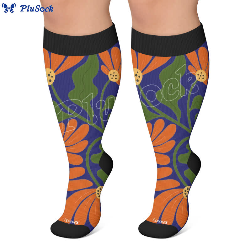 Plus Size Blooming Flowers Compression Socks - image 5