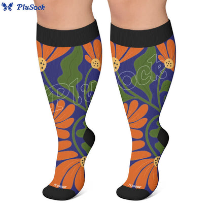 Plus Size Blooming Flowers Compression Socks - image 5