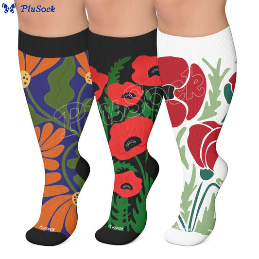Plus Size Blooming Flowers Compression Socks - image 0