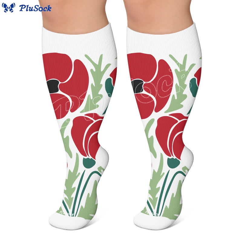 Plus Size Blooming Flowers Compression Socks - image 7