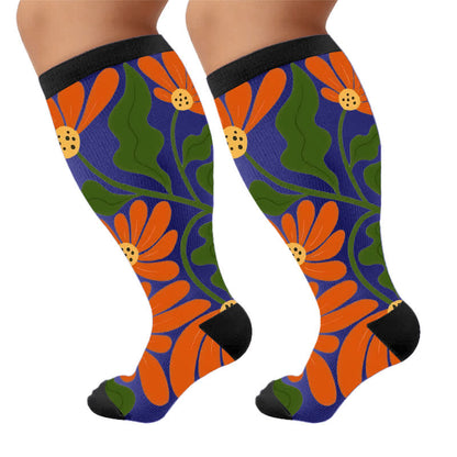 Plus Size Blooming Flowers Compression Socks - image 8