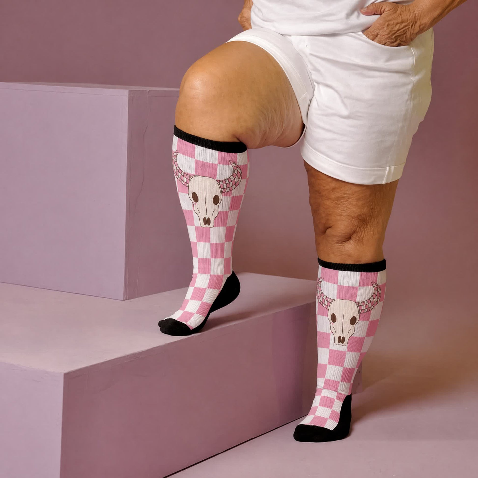Plus Size Cherry Skull Compression Socks - Black(1 Pair) - 4XL(1 Pair) - image 3