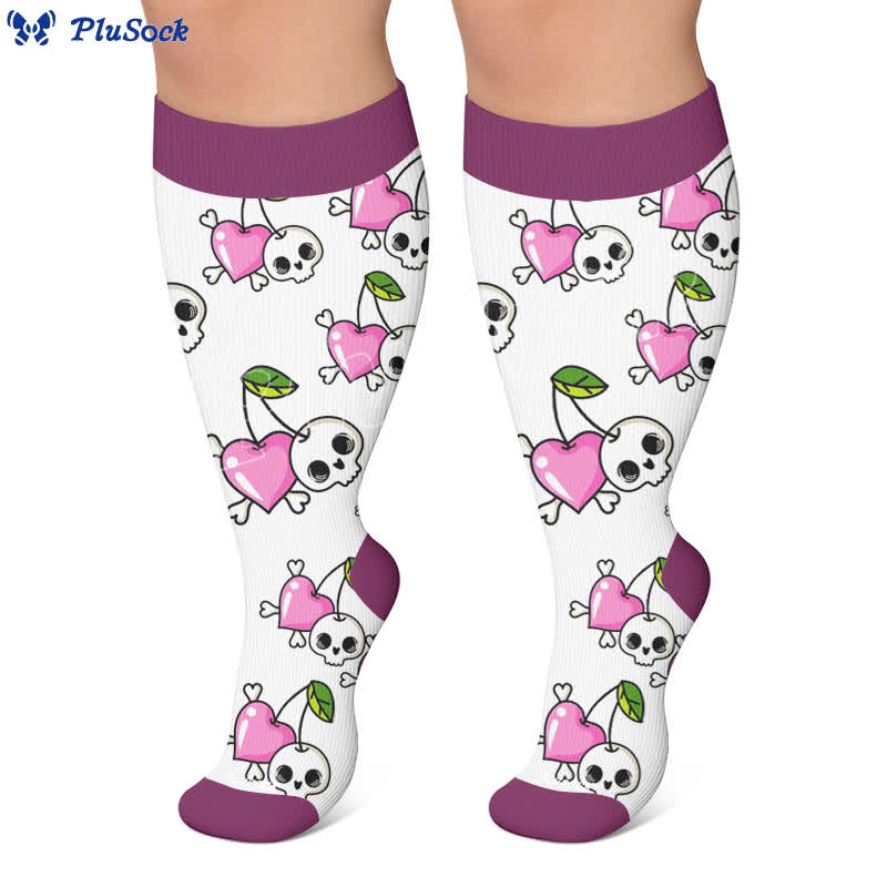 Plus Size Cherry Skull Compression Socks - image 5