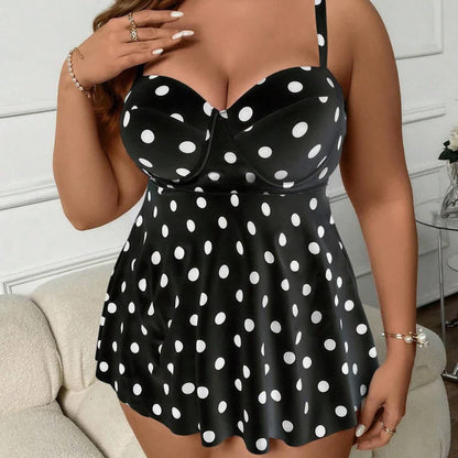 Vintage Polka Dot Skirted Swim Dress - image 2