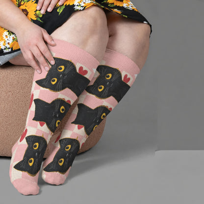 Plus Size Cat Star Compression Socks - Pink(1 Pair) - 4XL - image 3