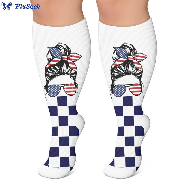Plus Size Patriotic Star Stripe Compression Socks - image 5