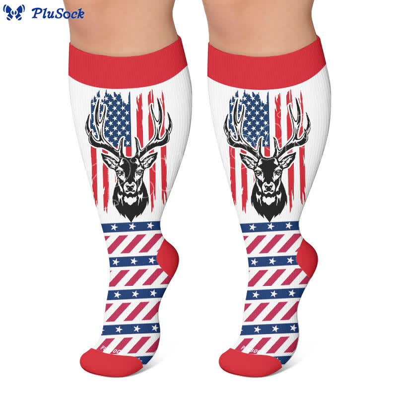 Plus Size Patriotic Star Stripe Compression Socks - image 6