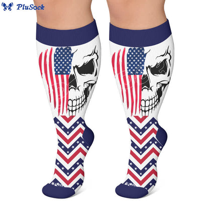 Plus Size Patriotic Star Stripe Compression Socks - image 7