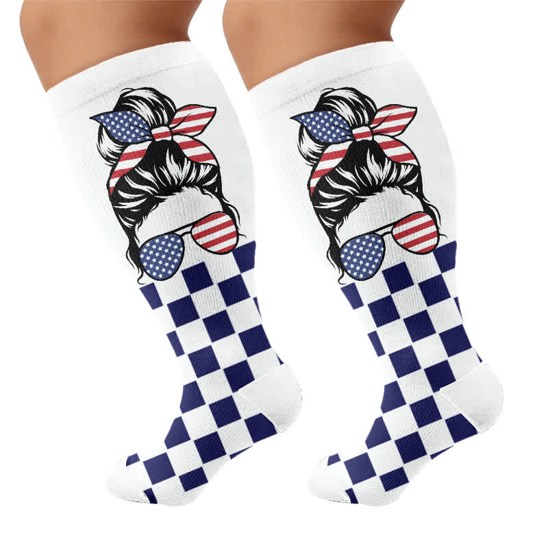 Plus Size Patriotic Star Stripe Compression Socks - image 8