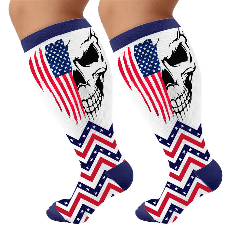 Plus Size Patriotic Star Stripe Compression Socks - image 10