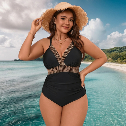 Black Plunge Cutout One Piece Swimwear - image 3