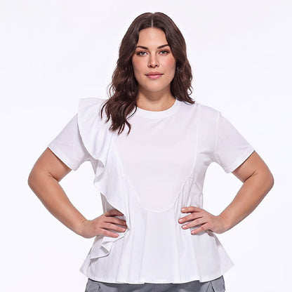 Asymmetrical Ruffle Detail A-Line Blouse - image 0