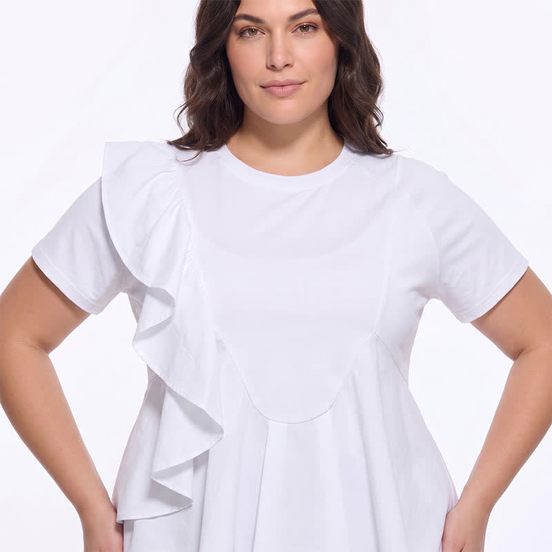 Asymmetrical Ruffle Detail A-Line Blouse - image 1