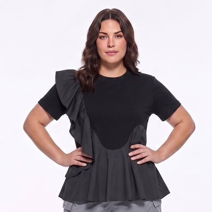 Asymmetrical Ruffle Detail A-Line Blouse - image 4