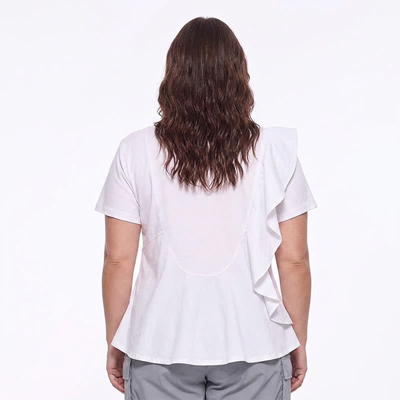 Asymmetrical Ruffle Detail A-Line Blouse - image 2