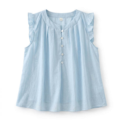 Plus Size Ruffle Trim Sleeveless Blouse - Blue - 4XL - image 6