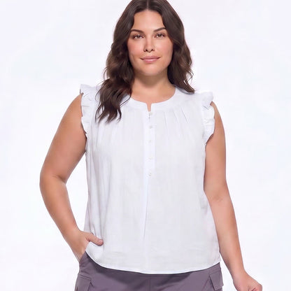 Plus Size Ruffle Trim Sleeveless Blouse - image 4