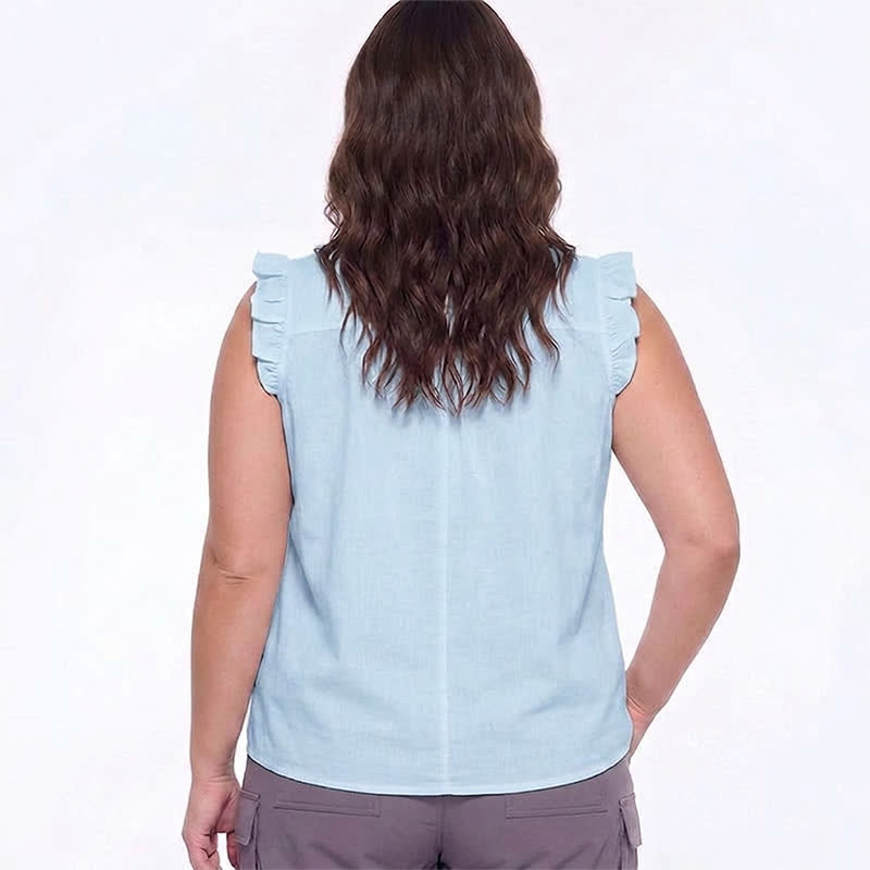 Plus Size Ruffle Trim Sleeveless Blouse - image 2