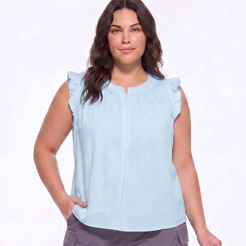 Plus Size Ruffle Trim Sleeveless Blouse - image 0