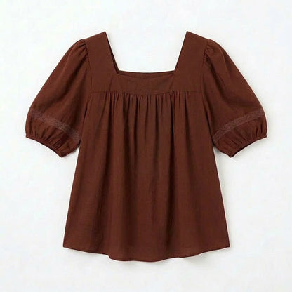 Plus Size Vintage-inspired Square Neck Blouse - image 11