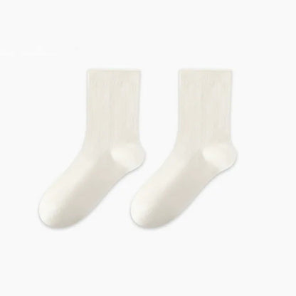 Soft Ribbed Milk White Quarter Socks(3 Pairs) - White-A - EU36-47(US3-13) - image 4