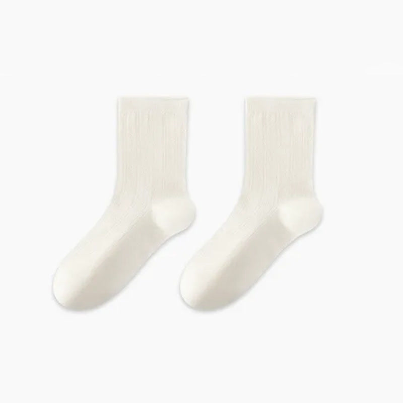 Soft Ribbed Milk White Quarter Socks(3 Pairs) - White-D - EU36-47(US3-13) - image 7