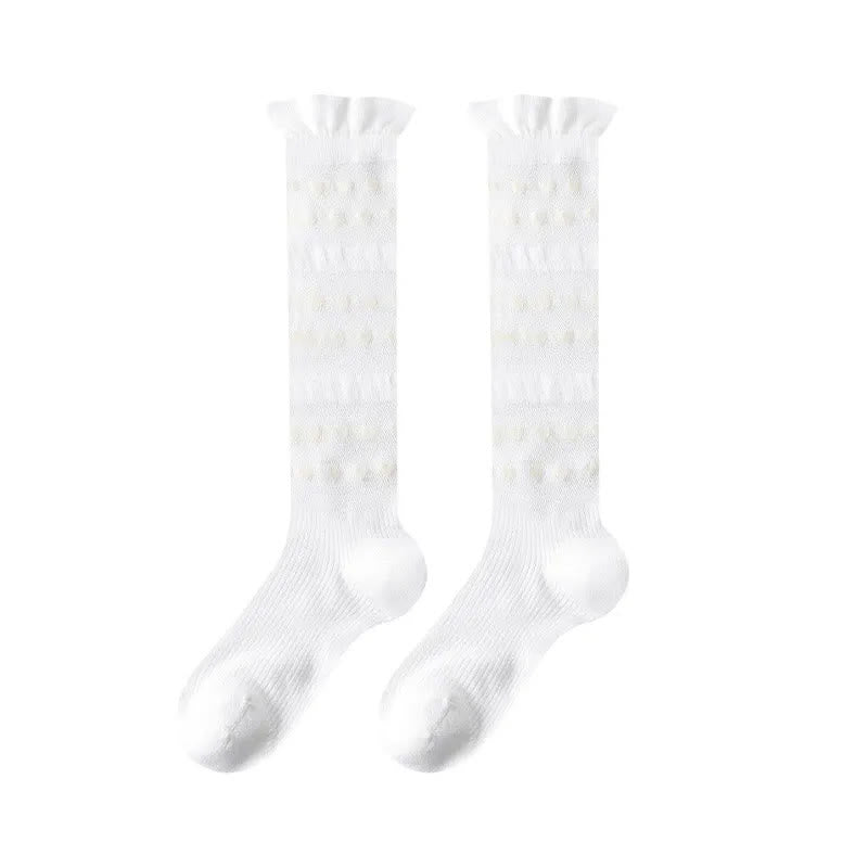 Sheer Heart Stripe Knee High Socks(4 Pairs) - White - EU35-39(US2-6) - image 3