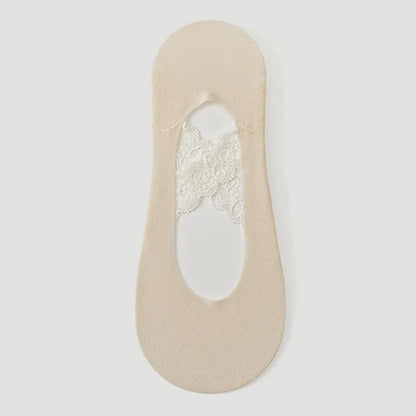 Lace No Show Breathable No Show Socks(3 Pairs) - Nude - EU35-39(US2-6) - image 4