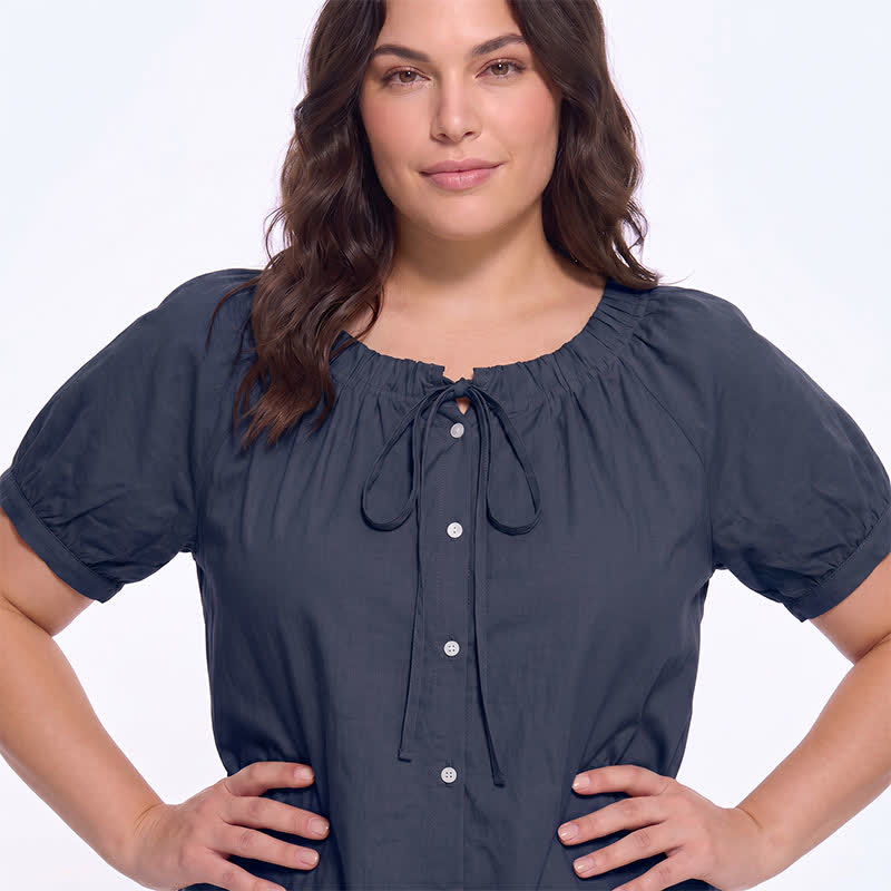 Vintage Tie Neck Button Front Blouse - image 1