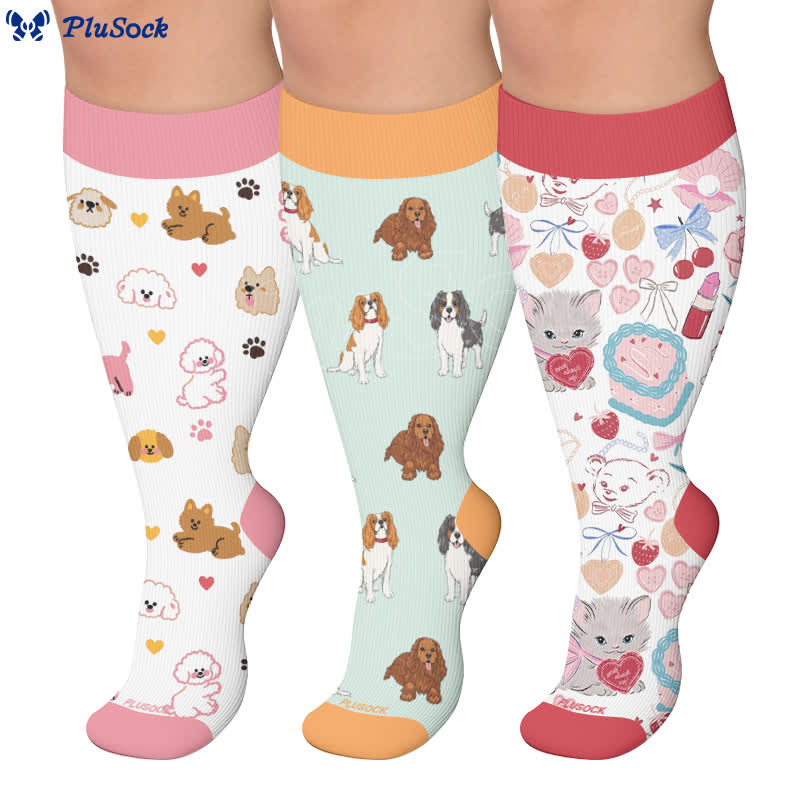 Plus Size Puppy Heart Compression Socks - image 0