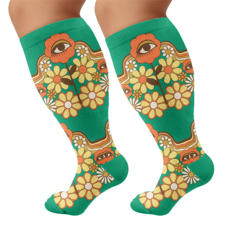 Plus Size Retro Eye Bloom Compression Socks - image 8