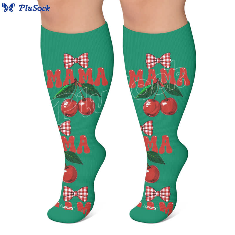 Plus Size Cherry Bow Mama Compression Socks - image 5