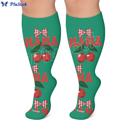 Plus Size Cherry Bow Mama Compression Socks - image 5