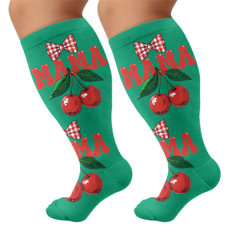 Plus Size Cherry Bow Mama Compression Socks - image 8