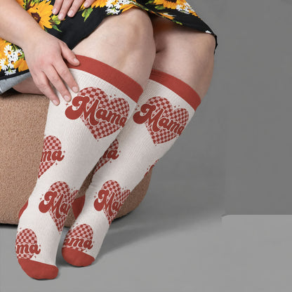 Plus Size Cherry Bow Mama Compression Socks - Red(1 Pair) - 4XL - image 2