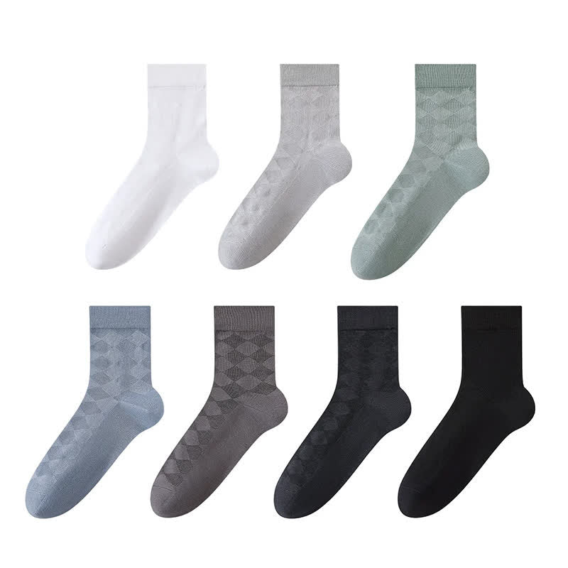 Soft Argyle Knit Quarter Socks(4 Pairs) - Multicolor - EU40-45(US7-11) - image 10