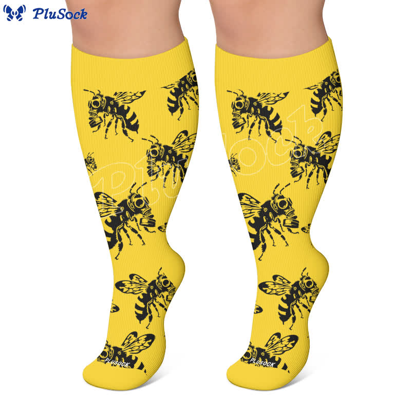 Plus Size Skull Bee Compression Socks - image 5