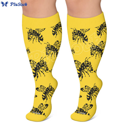Plus Size Skull Bee Compression Socks - image 5
